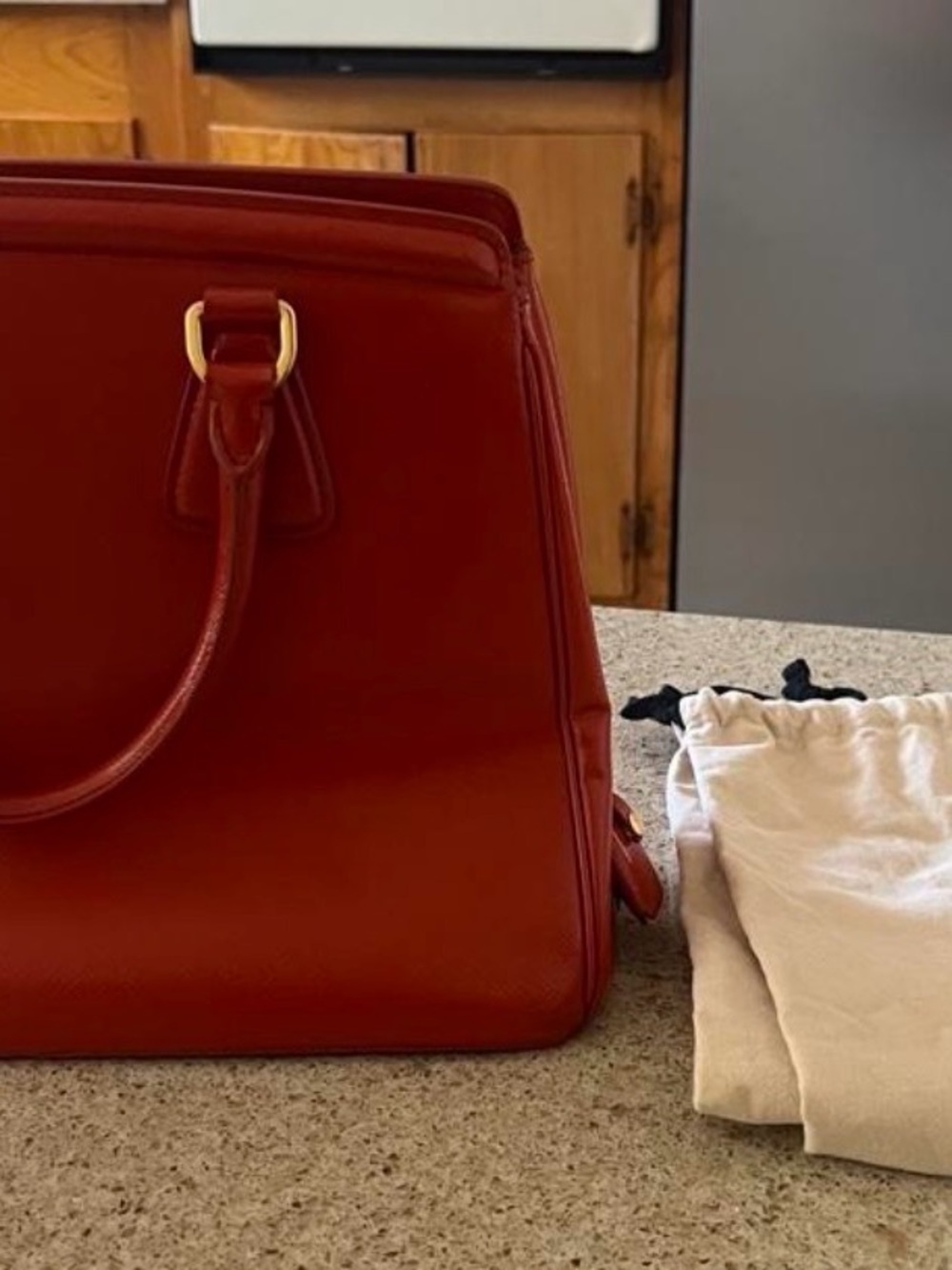 PRICE IS FIRM ! Prada Saffiano Lux Double Handle Satchel - Picture 13 of 16